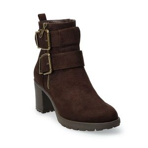 Brown Ankle Boots with Buckle Detail